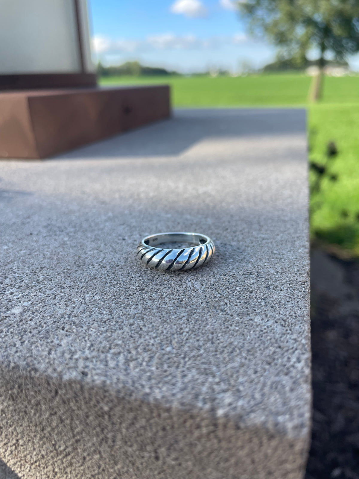 Sterling Silver Grooved Band Ring