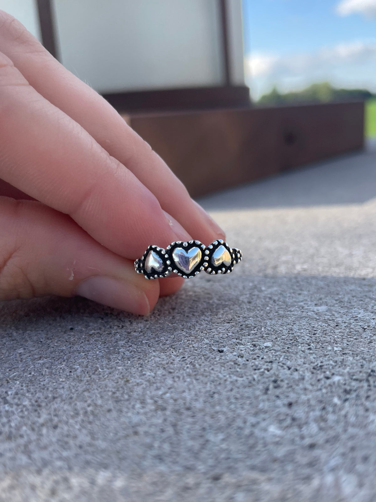 Sterling Silver Triple Heart Ring