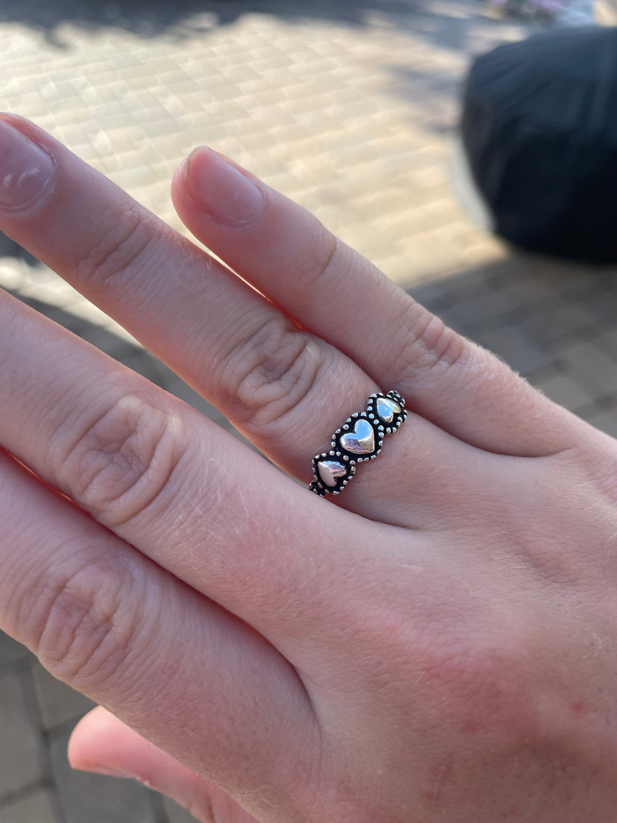 Sterling Silver Triple Heart Ring